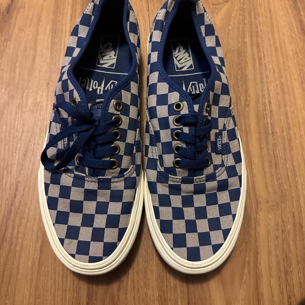 VansXHarryPotter Navy and Grey Checkered Sneakers